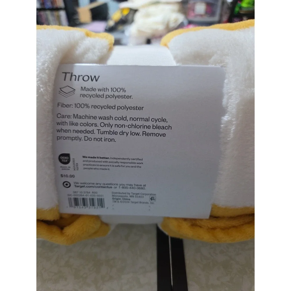 Room Essentials Yellow Striped Throw Blanket 50 x 60 in Recycled Polyester